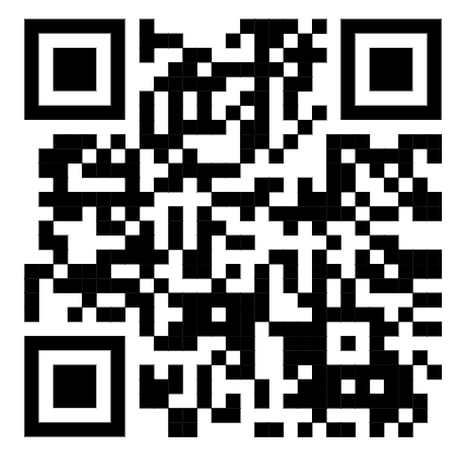 Black and white QR code that links to the clubs webpage.