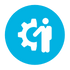 Icon of a Support Person and a Gear