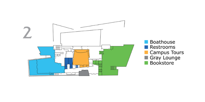 map of second floor west - services listed below