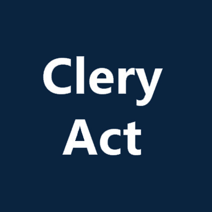 Clery Act text over blue background