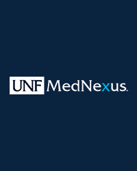 unf mednexus logo on a blue background
