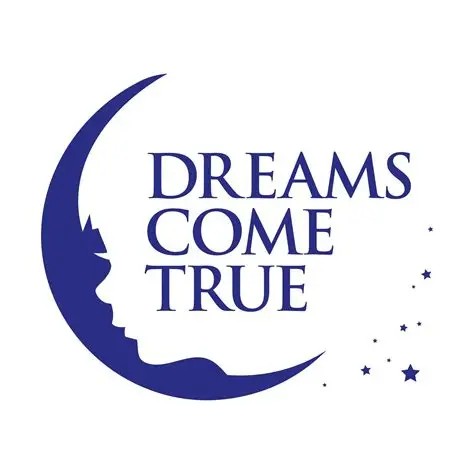 Dreams come true logo navy blue crescent moon with company name