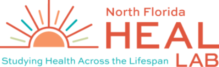 Orange sun icon with HEAL Lab name and motto in orange font