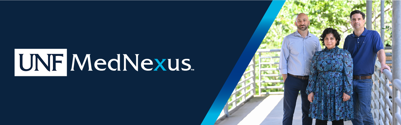 MedNexus Banner with  three researchers standing in a line