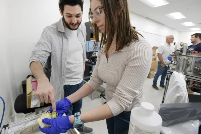 Two UNF students working on 3D model