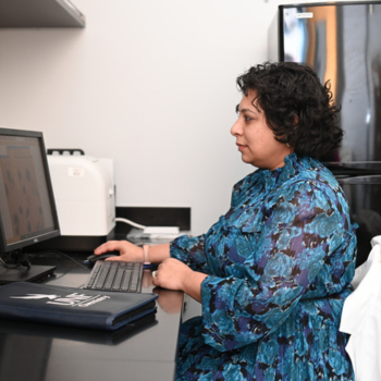 Dr. Fatima Rehman in the lab setting