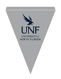 click to download gray cutout pennant with blue UNF logo