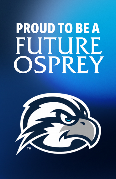 click to download 11x17 inch poster with text of Proud to be a future osprey and a UNF Ozzie logo on a blue background