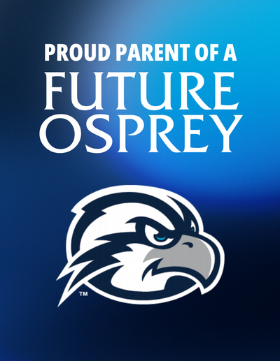 click to download 8.5x11 inch poster with text of Proud parent of a future osprey and UNF Ozzie logo on blue background