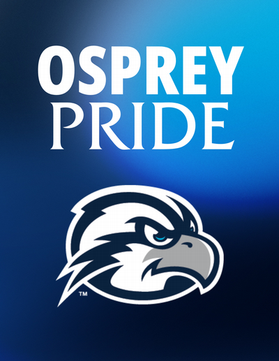 click to download 8.5x11 inch poster with text of Osprey pride and a UNF Ozzie logo on a blue background