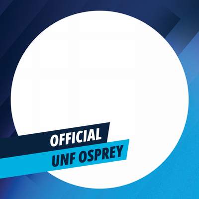 click to download social media frame with blue background and text of Official UNF Osprey