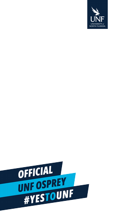 click to download social media story overlay with UNF logo and text of Official UNF Osprey #YeSTOUNF