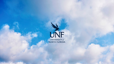 click to download desktop background of clouds with a UNF logo in the middle