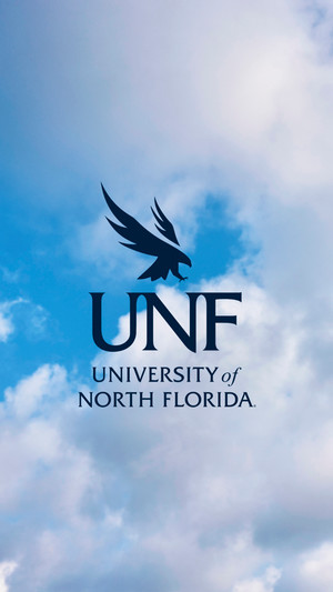 click to download mobile wallpaper of unf logo on a sky and clouds background