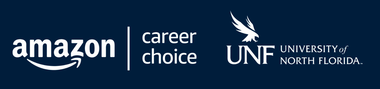 Amazon Career Choice and the University of North Florida logos on a blue background