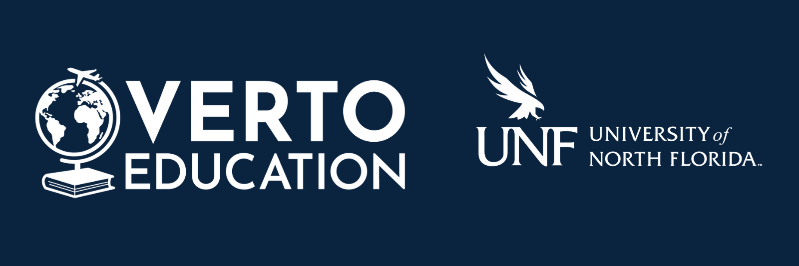 Verto Education and the University of North Florida logos on a blue background