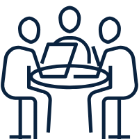 Three people sitting at a table
