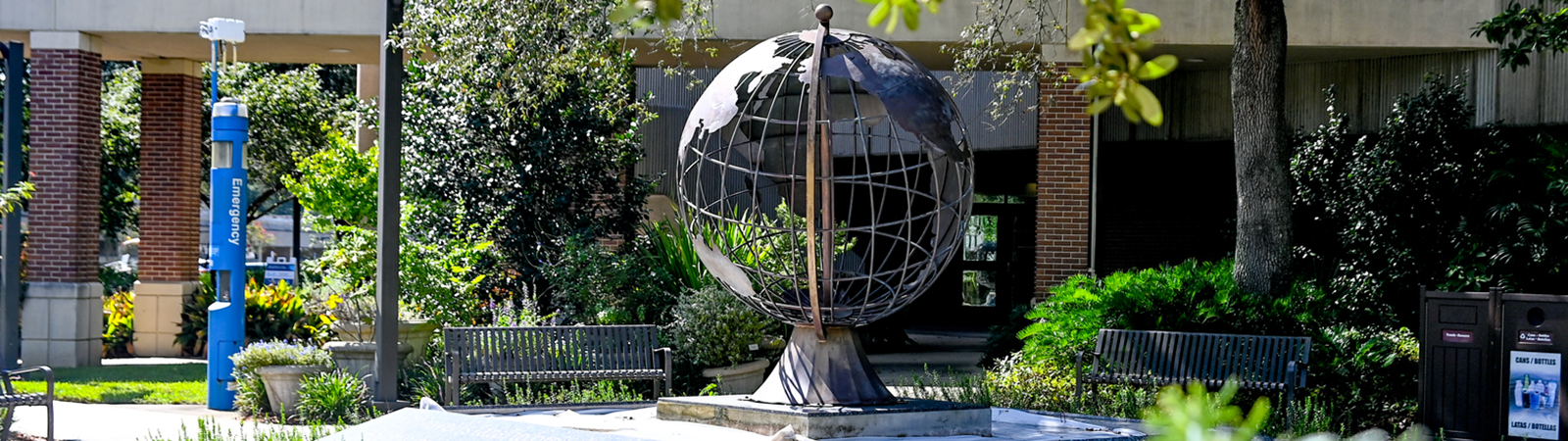 unf globe statue on campus
