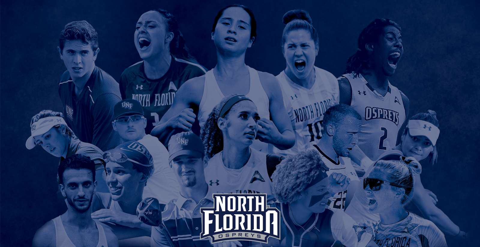 Student athletes with the UNF logo