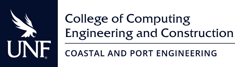 UNF logo with College of Computing, Engineering and Construction, Coastal and Port Engineering text beside it