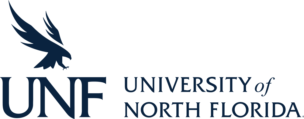 UNF blue logo with University of North Florida text