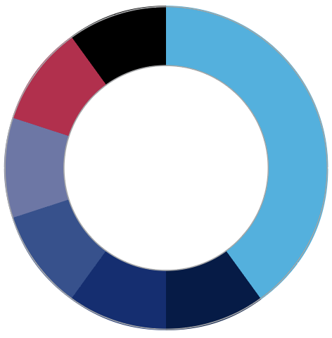 A color wheel with cyan, shades of non-osprey blue, pink and black