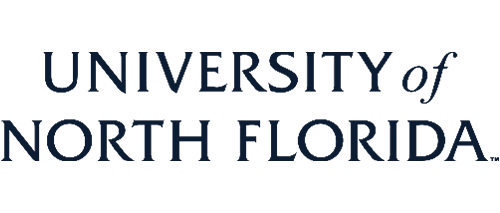 logo with the text University of North Florida in blue