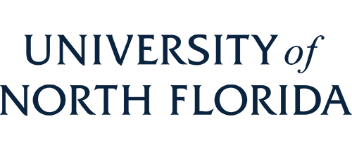 logo with the text University of North Florida in blue