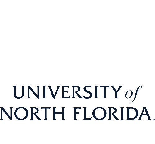 logo with the text Univeristy of North Florida in blue