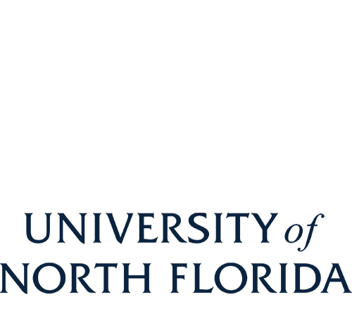 logo with the text Univeristy of North Florida in blue