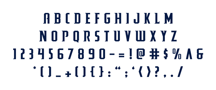 A specimen of the Osprey Bold typeface that includes a list of English characters, numbers and symbols.