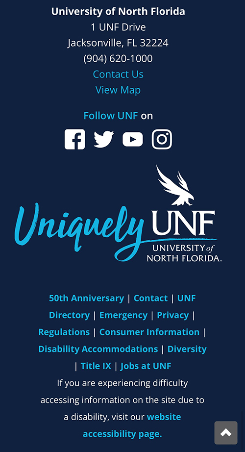 UNF mobile footer