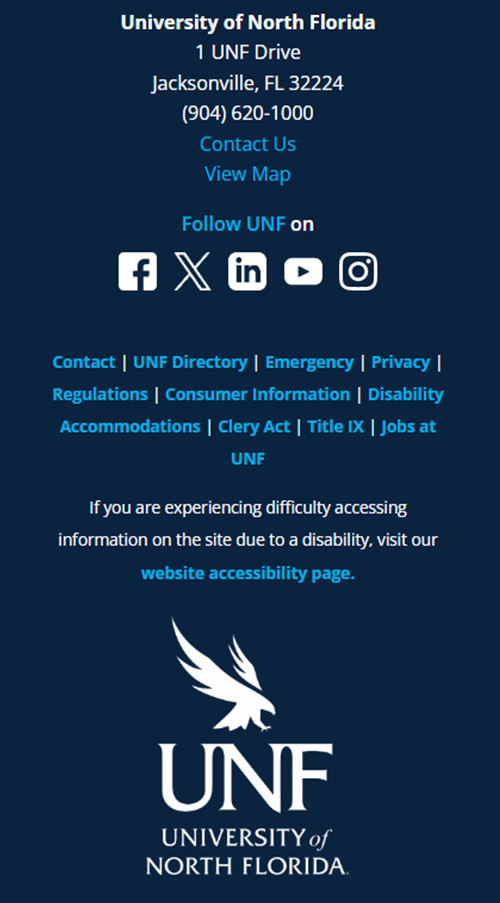 UNF mobile footer