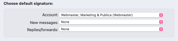 choose default signature dropdowns