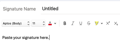 signature box in outlook