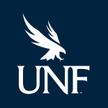 White UNF logo on blue background
