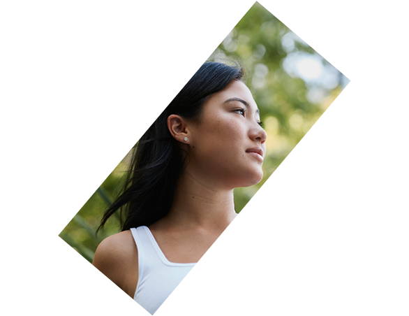 rectangular image box on a diagonal angle of a student looking up