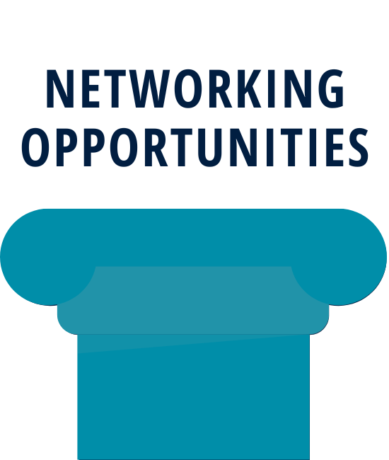 Networking Opportunities pillar in aqua green
