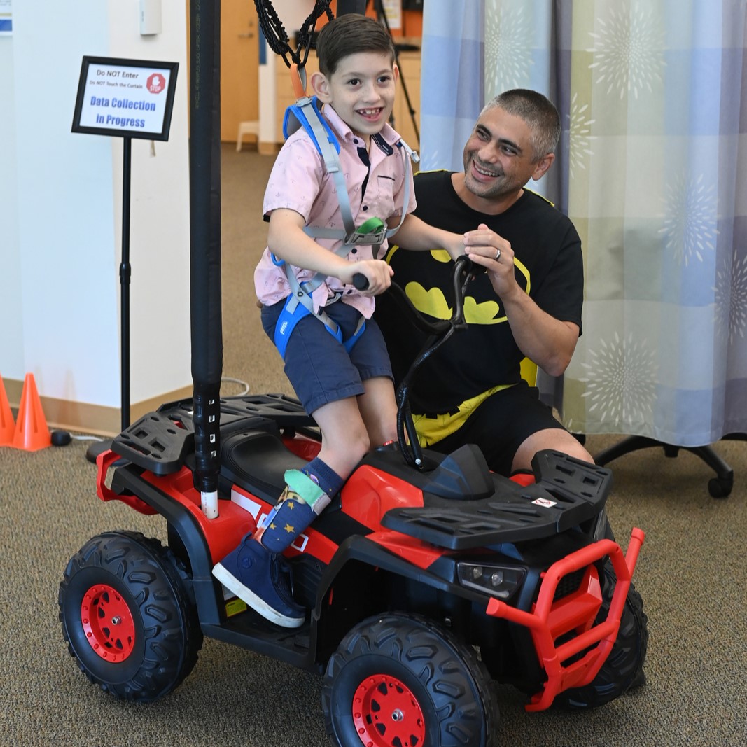 Cerebral Palsy Study, patient on motor bike