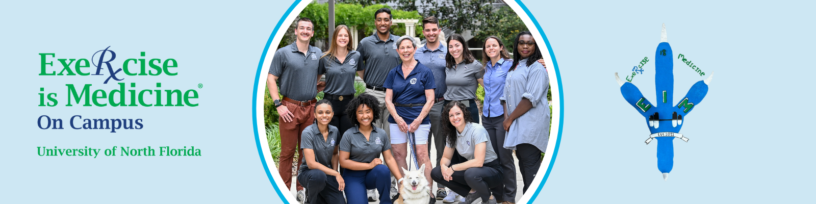 Exercise is Medicine on Campus University of North Florida Staff standing together EIM talon