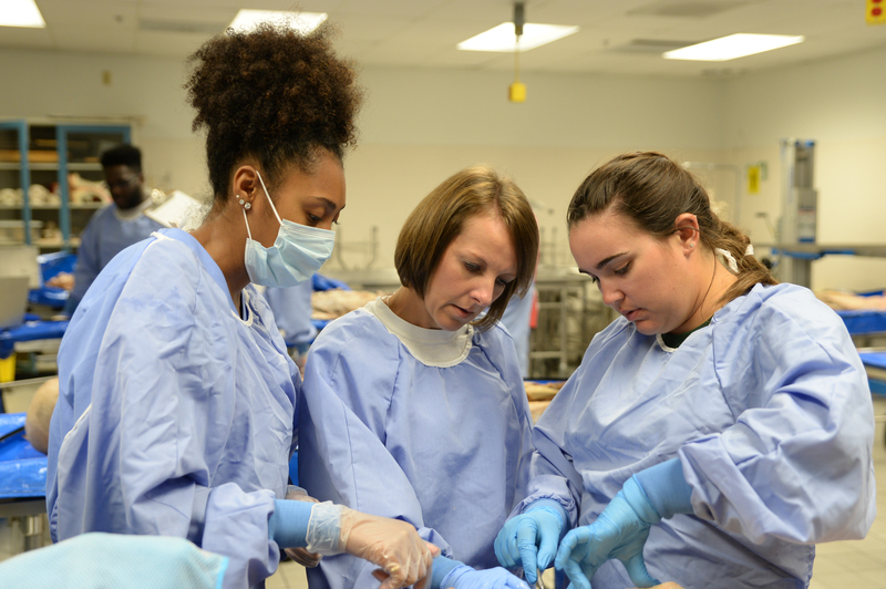 athletic training students observing instructor