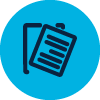 handouts icon in blue with a cyan circle