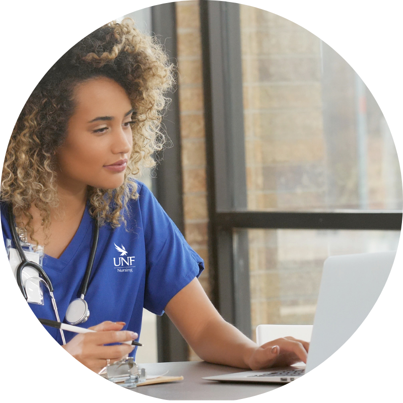 UNF Nursing student studying online