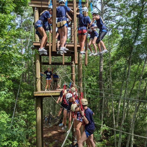 students on rope course