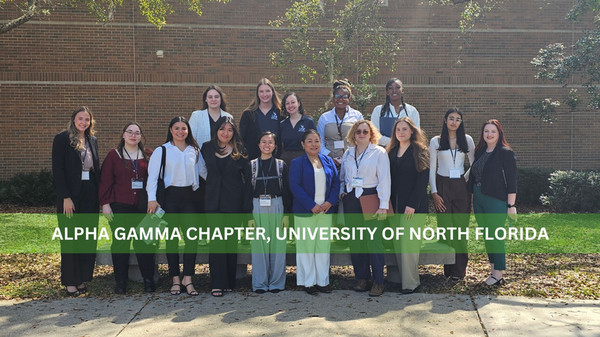 Group of Alpha Gamma Chapter members at UNF