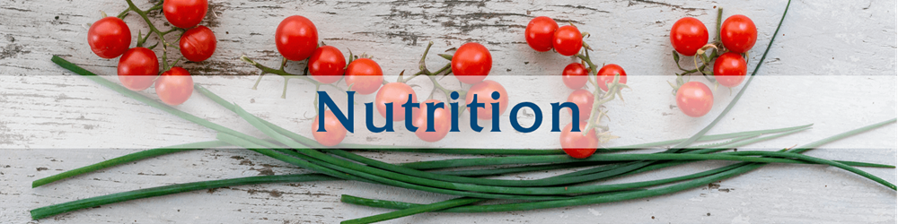 Nutrition with tomatoes and chives in the background