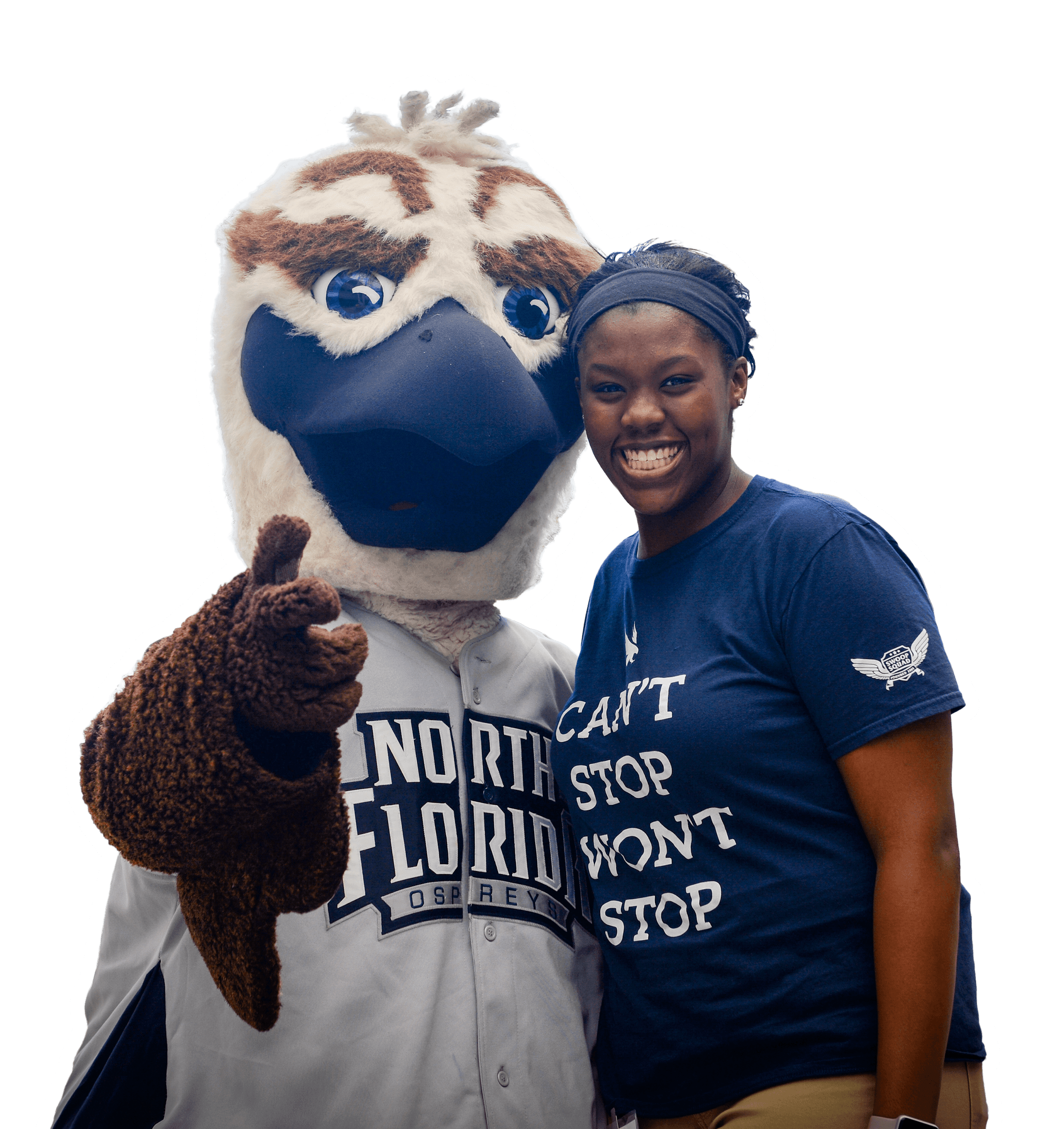 Student with the osprey mascot