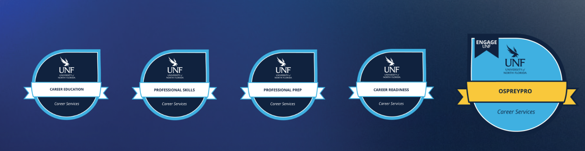 OspreyPro badges 1-4 and Meta badge in order 