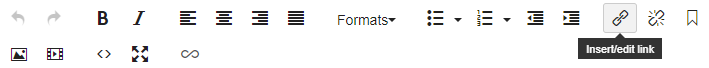 Editor icon bar highlighting the insert/edit link icon