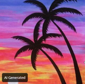 palm tree with AI generated overlay text box